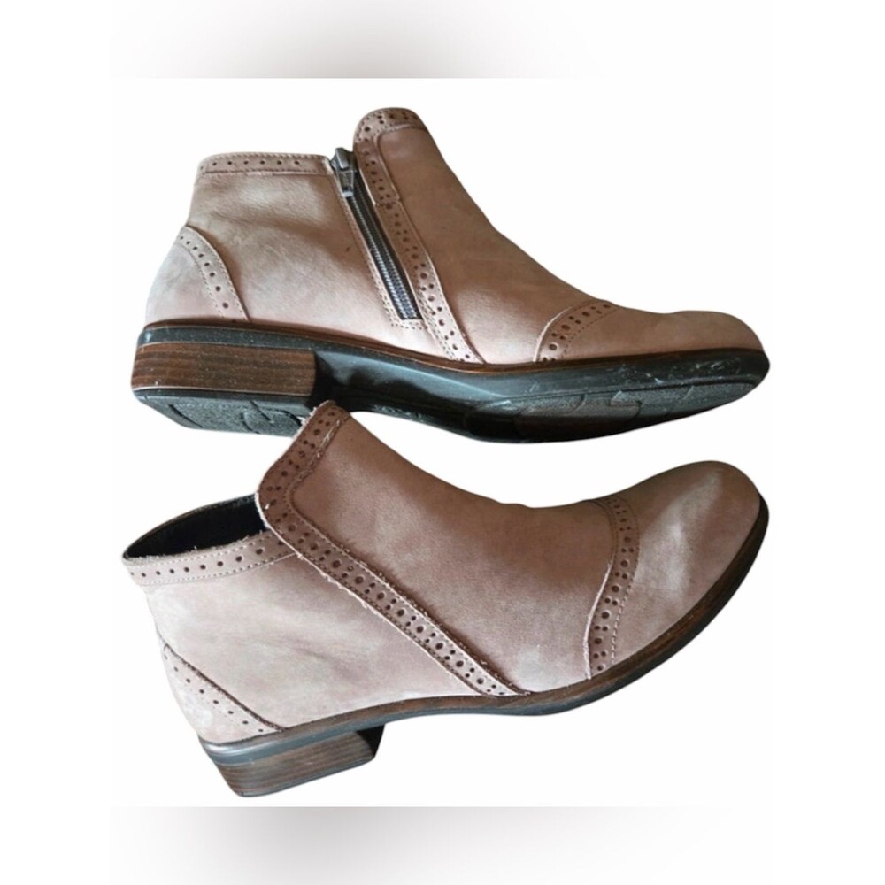 Naot Nefasi Booties size 8M/39 Shiitake Nubuck Tan Zip Oxford Comfort Shoes